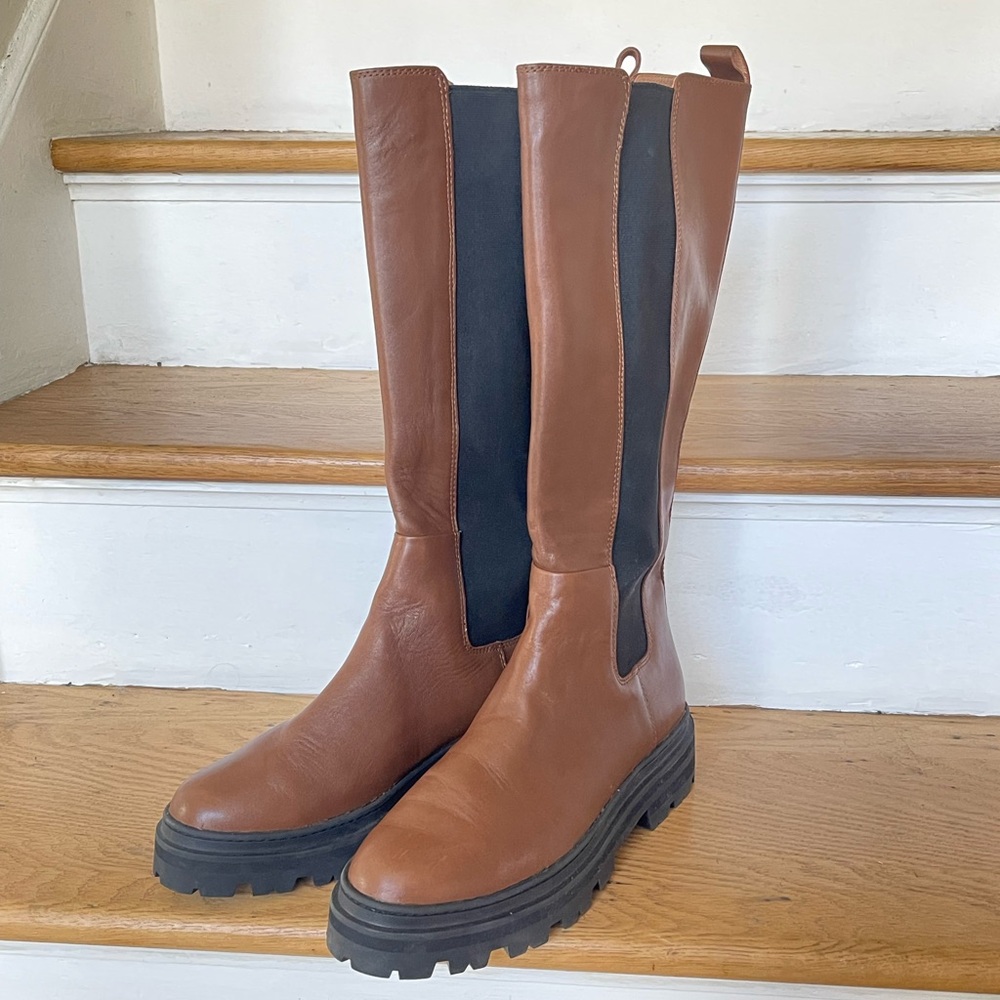 New Madewell 8 1/2 Brown genuine leather Knee-High Boots never worn
